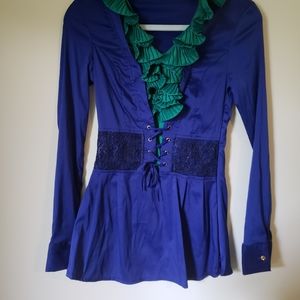 Navy Green Blouse